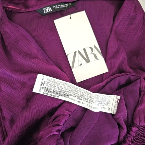 🇪🇦 Zara Purple Knotted Surplice Chiffon Blouse - Picture 12 of 16